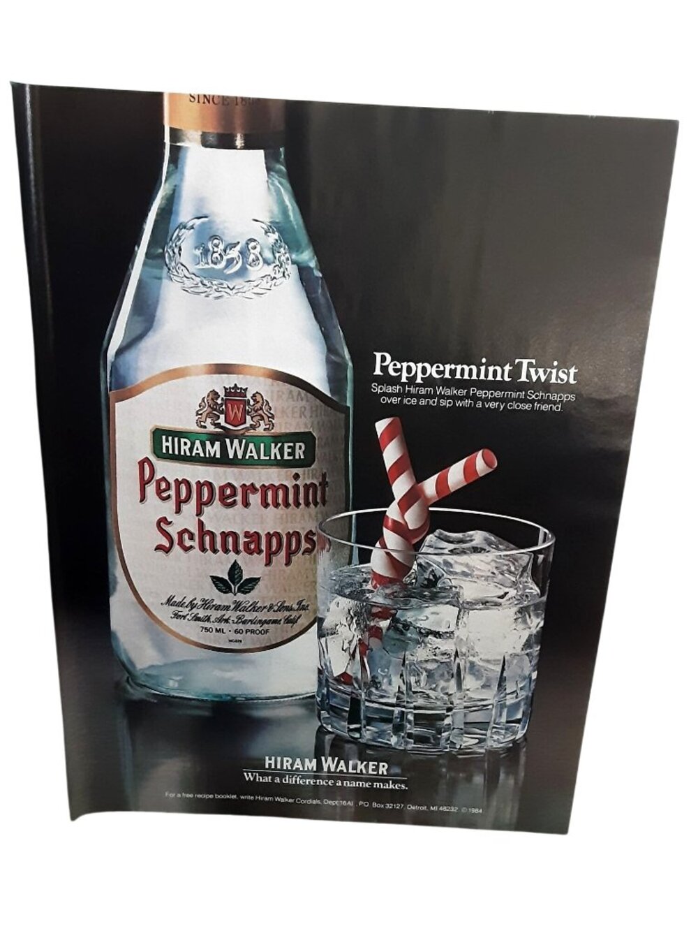 1984 Hiram Walker Peppermint Schnapps Print Ad Peppermint Twist